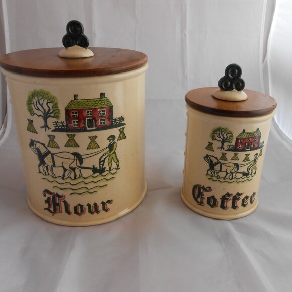 Vintage Poppy Trail By Metlox Flour And Coffee Canisters, California, Jars - Picture 1 of 16